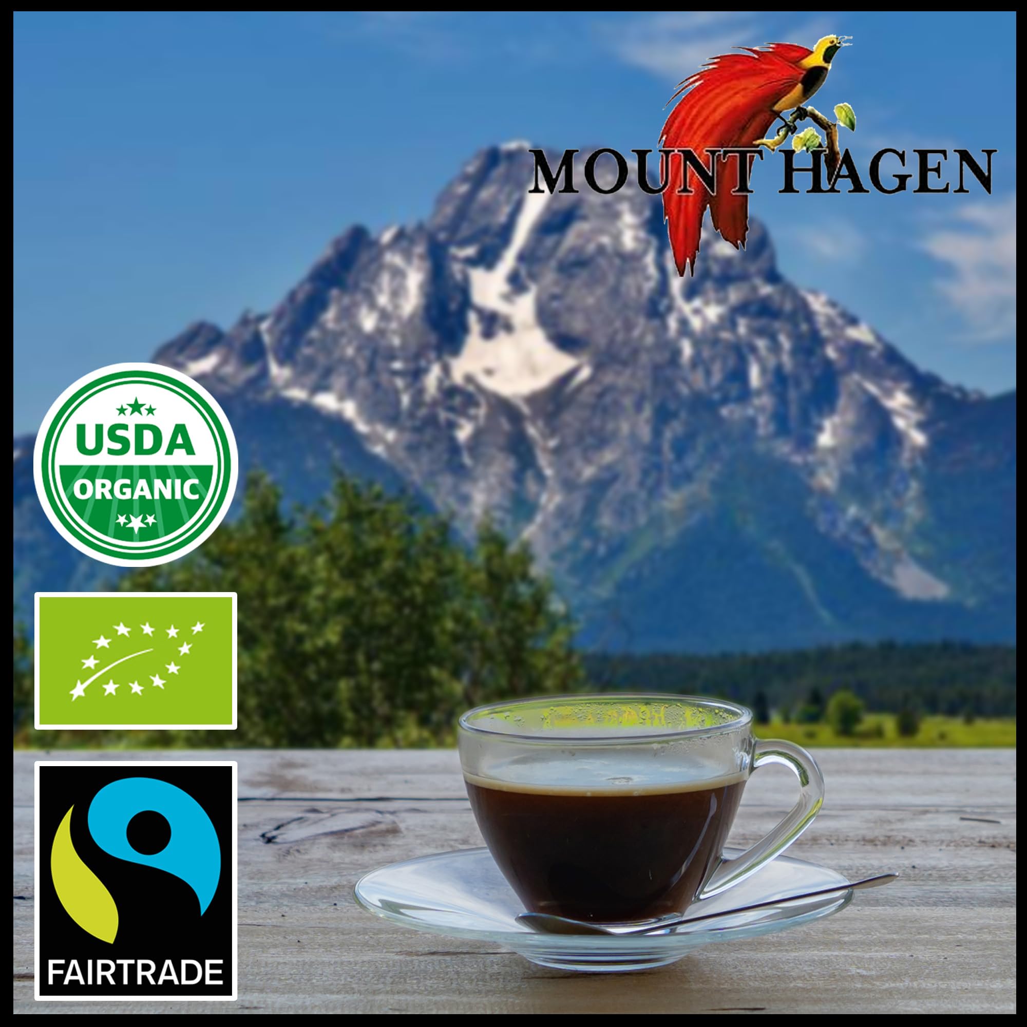Mount Hagen serving ideas show hot or iced options for caffeine-free enjoyment.