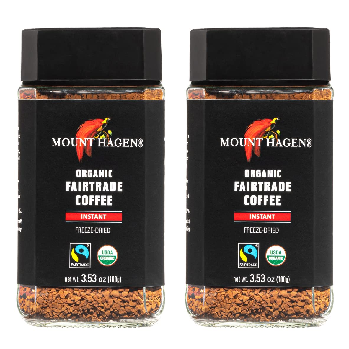Mount Hagen instant coffee 2-pack glass jar for quick brewing