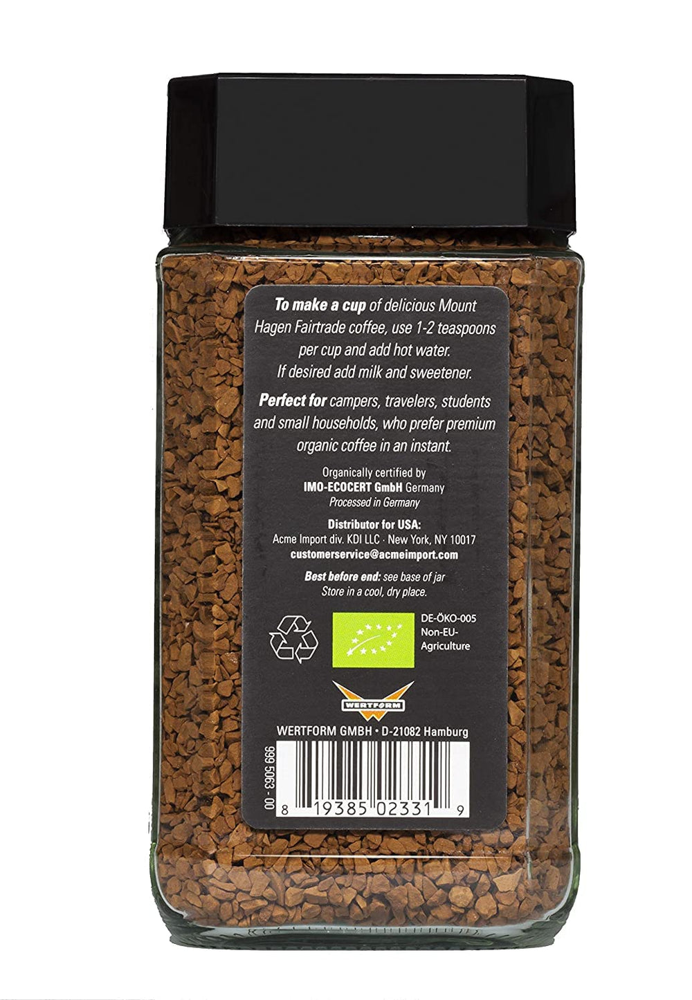 Mount Hagen instant coffee dissolving in cold water or milk for iced coffee