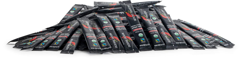 Mount Hagen instant coffee dissolves in hot water for quick cups