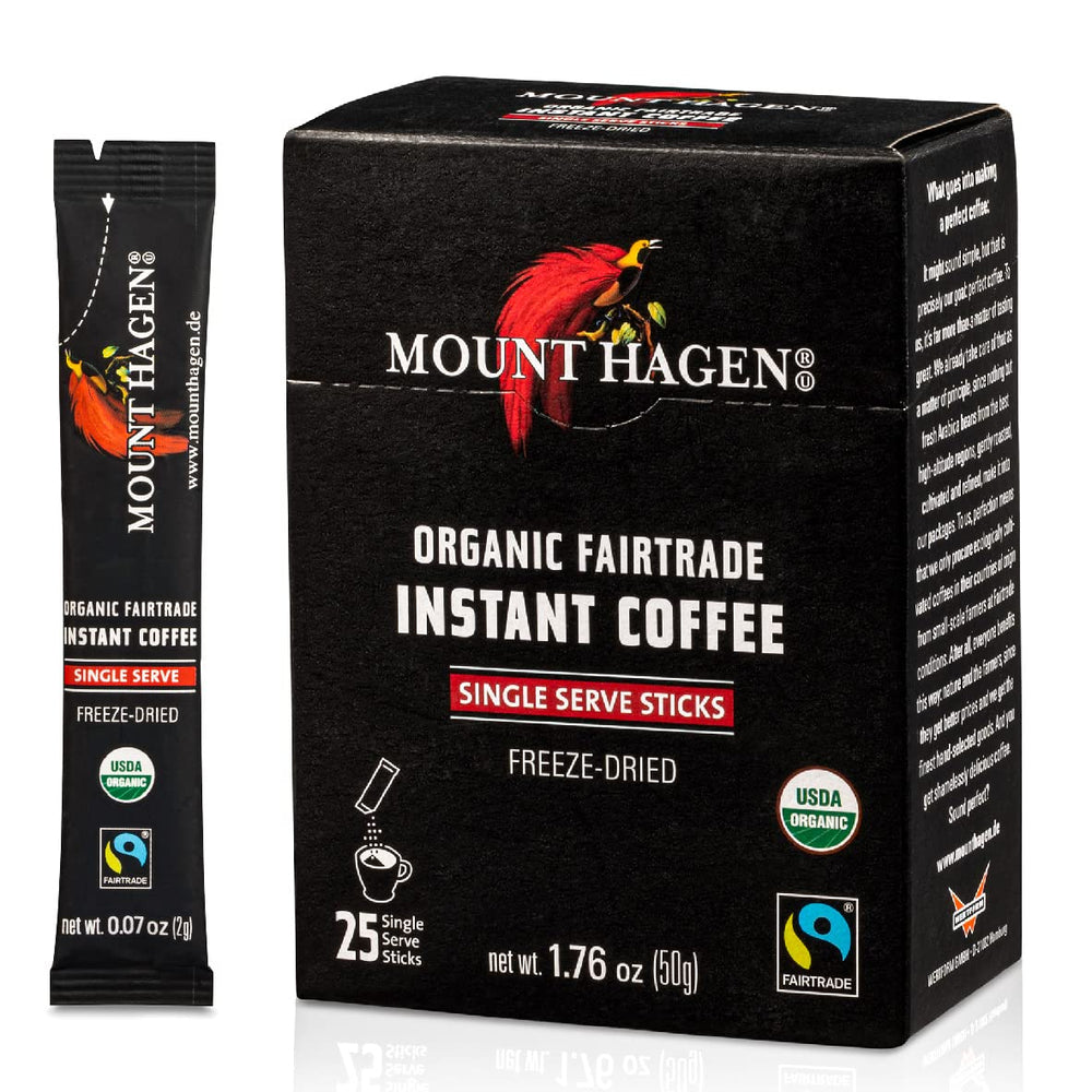Mount Hagen instant coffee single-serve packet for travel, convenient and flavorful