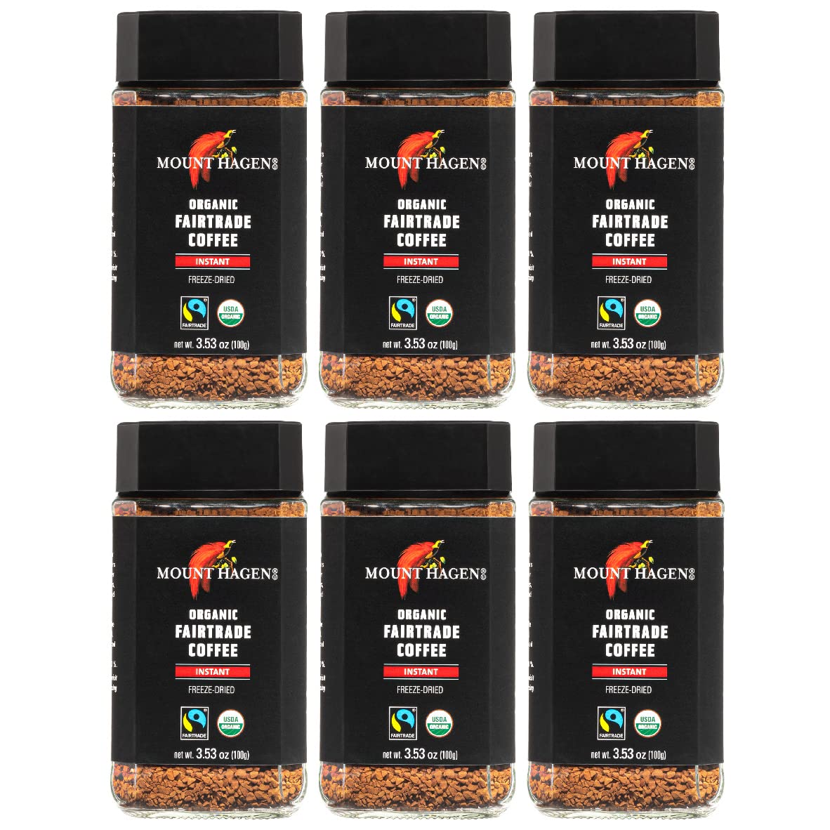 Mount Hagen organic instant coffee jar front view for quick mornings.