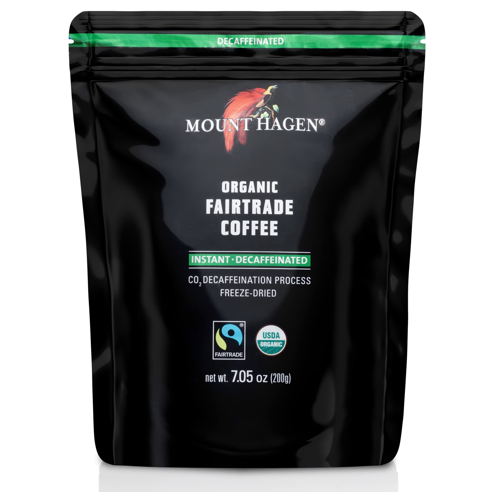 Mount Hagen decaf coffee bag side view highlighting packaging for travel