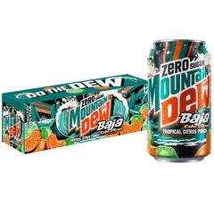 Mountain Dew Baja Cabo Citrus Zero Sugar 12-pack cans ready for refreshing on the go.
