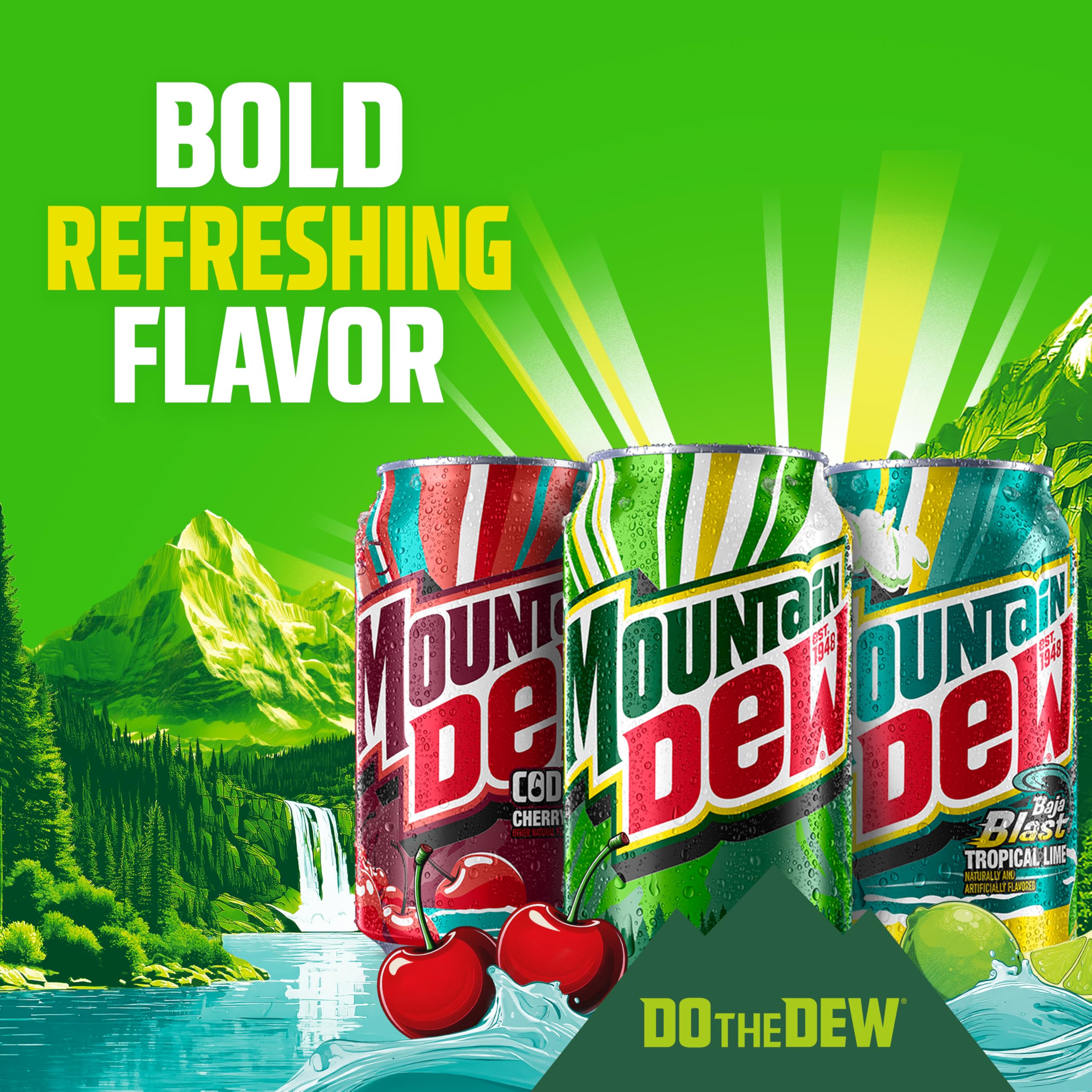 Glass with Mountain Dew Baja Cabo Citrus Zero Sugar ready for a bold sip.