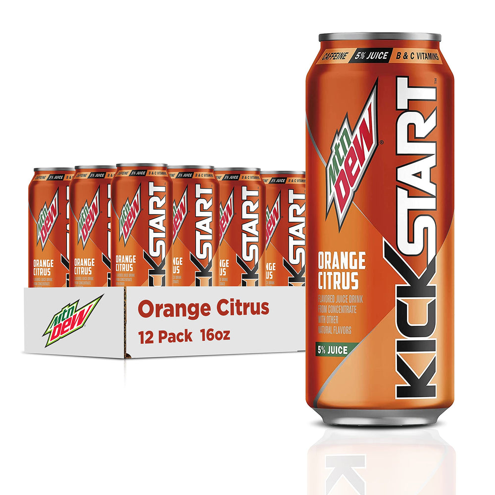 Mountain Dew Kickstart Orange Citrus can ready for a quick energy lift.