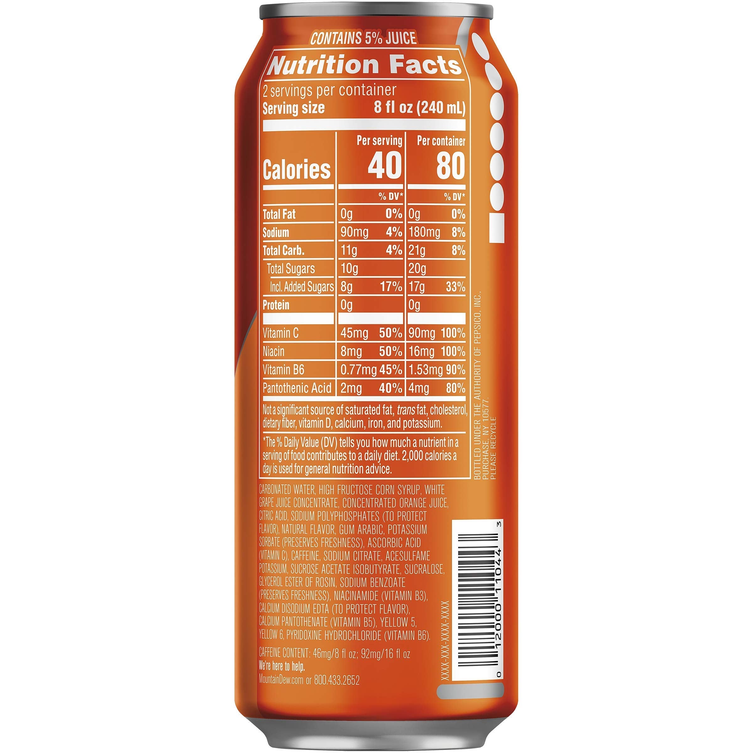 Mountain Dew Kickstart Orange Citrus 12-pack offers convenient energy for on-the-go.
