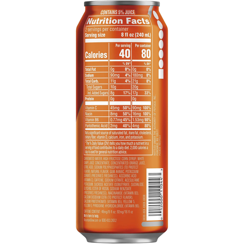 Mountain Dew Kickstart Orange Citrus 12-pack offers convenient energy for on-the-go.