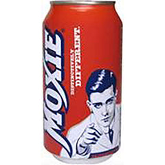 Moxie Soda Pop can – back view, iconic heritage soda for gatherings