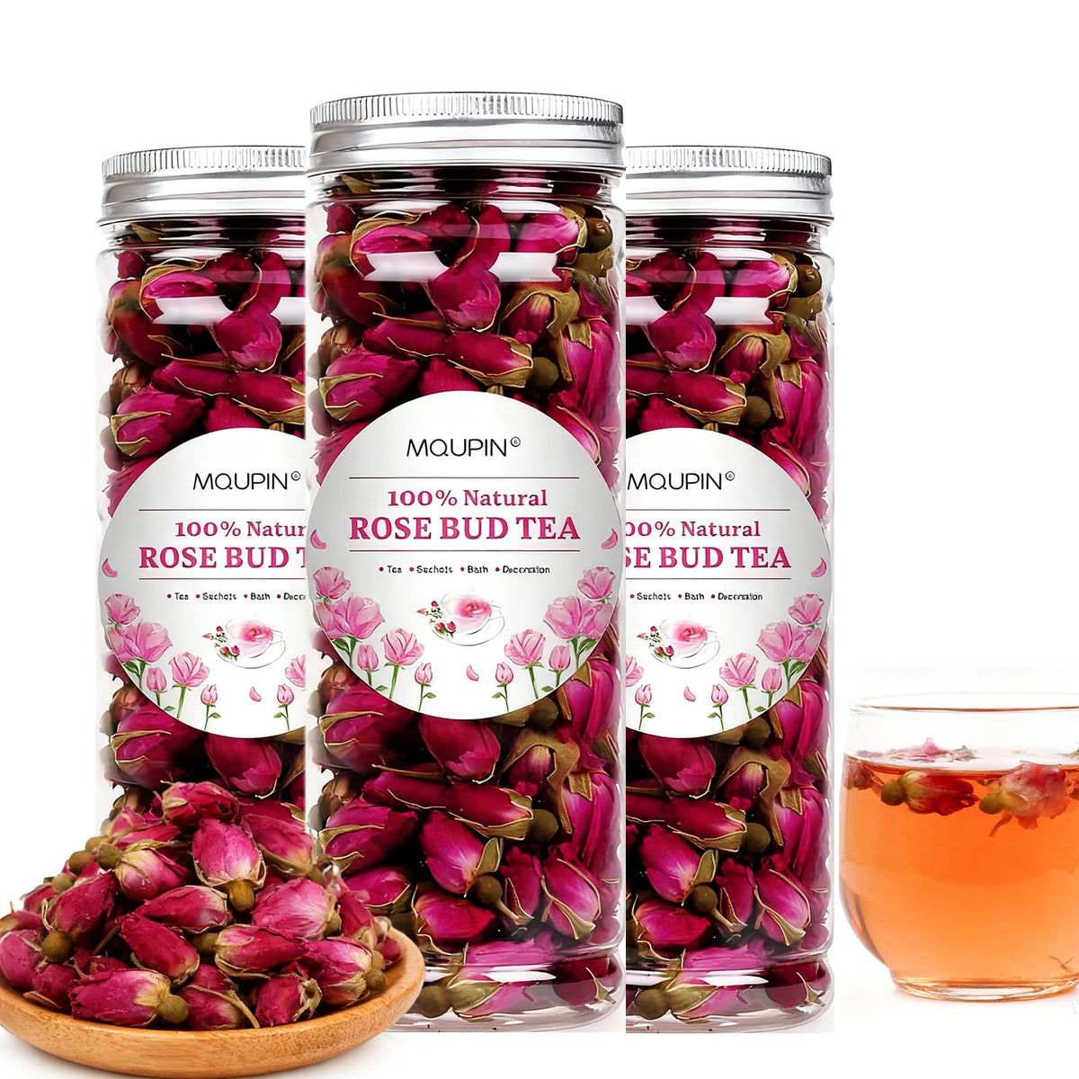 MQUPIN rose tea dried rosebud close-up for fragrant infusion