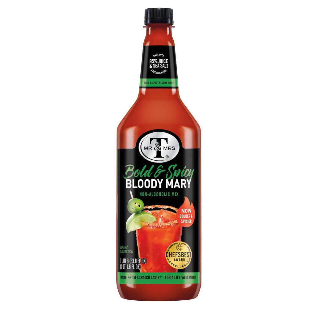 Mr and Mrs T Bold and Spicy Bloody Mary Mix spice blend closeup with peppers