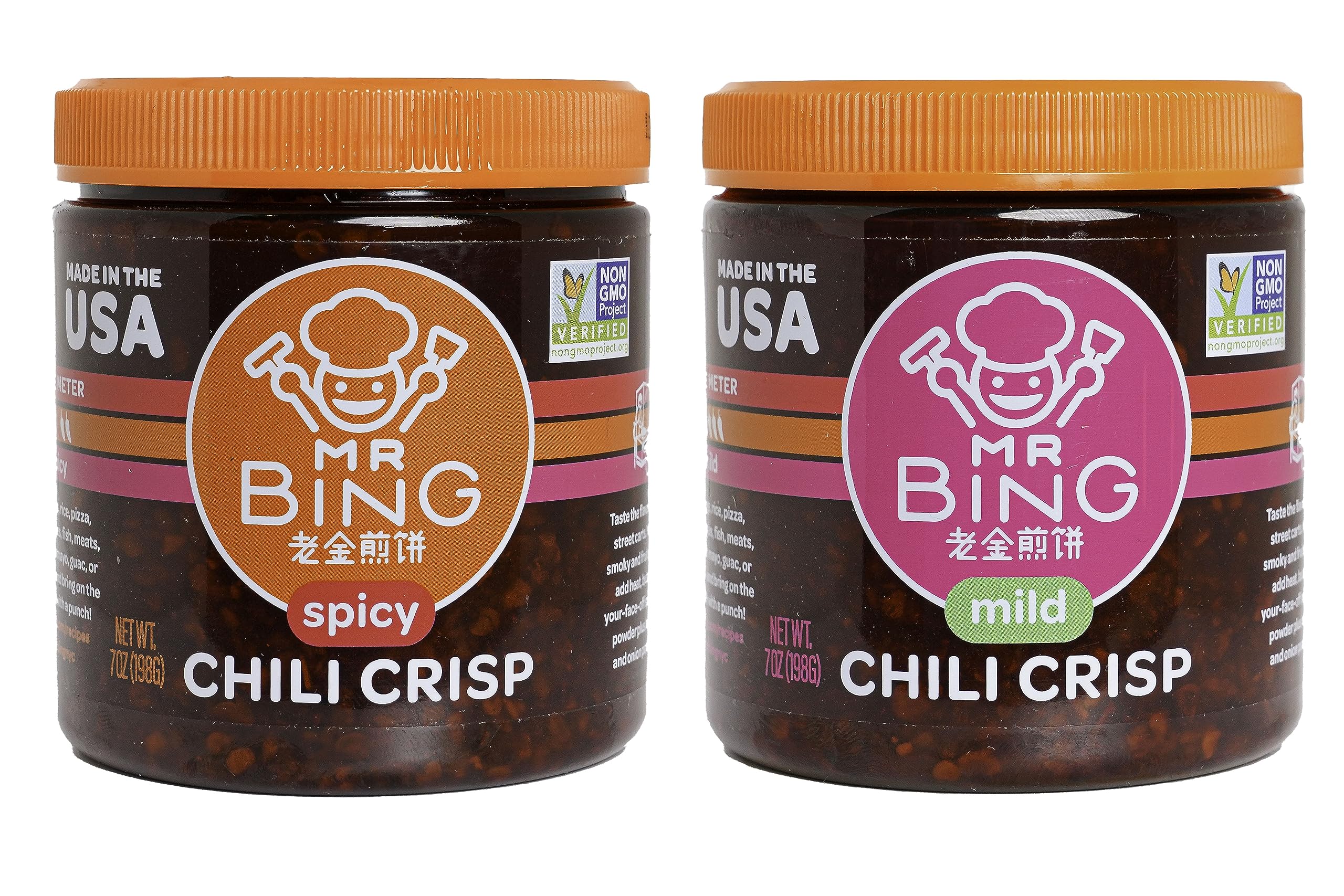 MR BING Chili Crisp spicy jar closeup showcasing bold flavor and crisp texture
