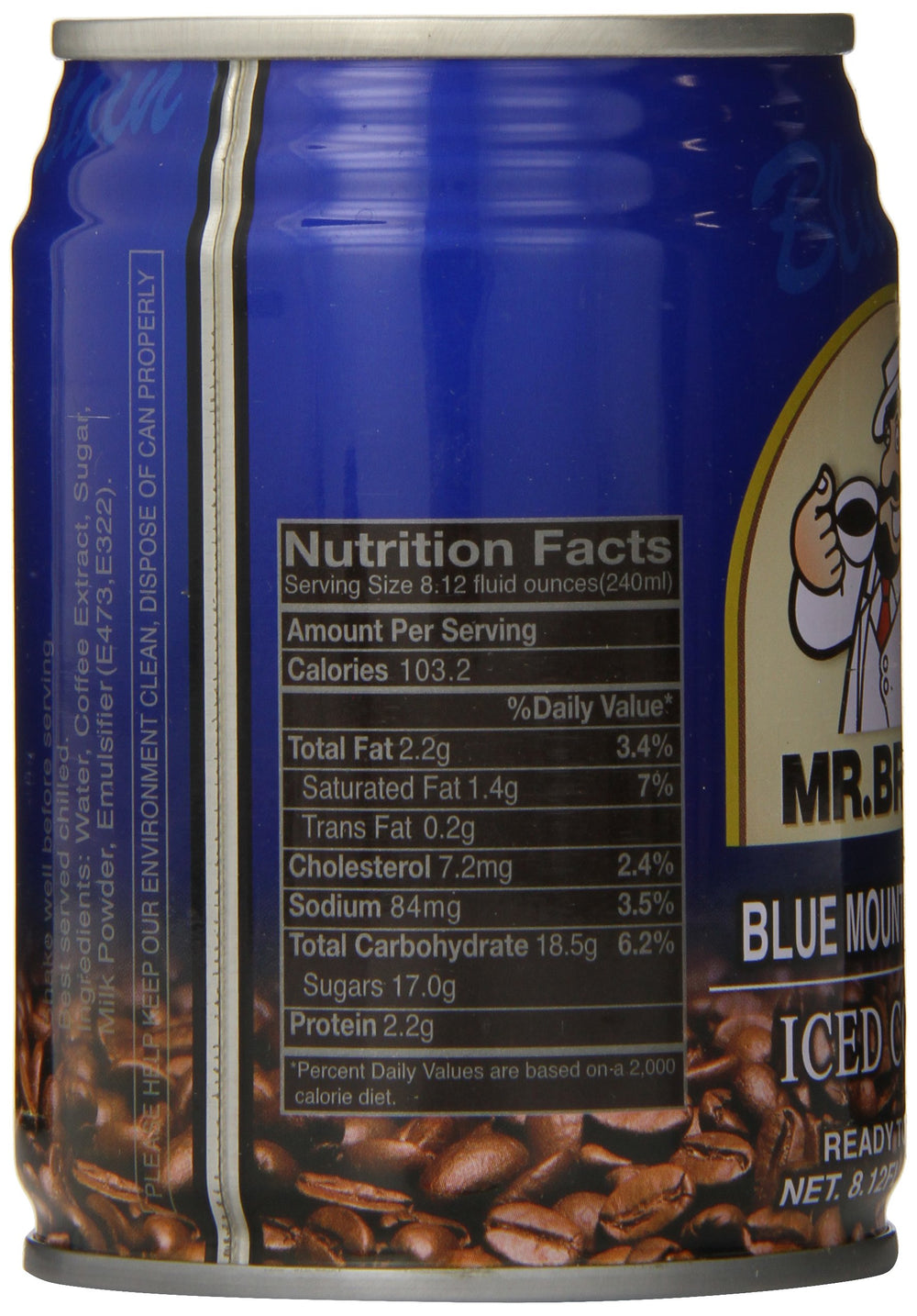 Mr. Brown Blue Mountain coffee mug pour for hot or cold versatility.