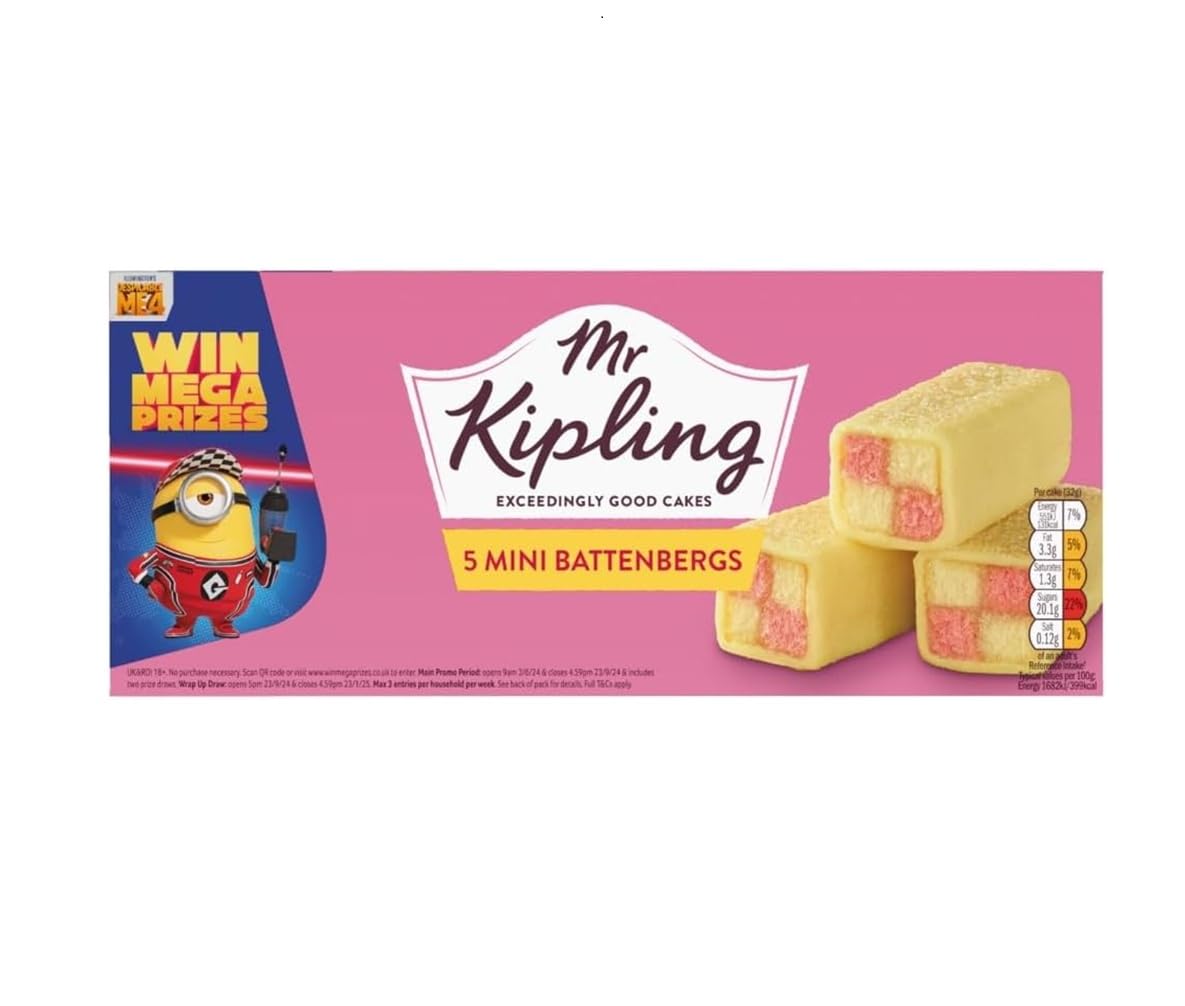 Mr Kipling Mini Battenbergs five-pack cake for tea-time treats.