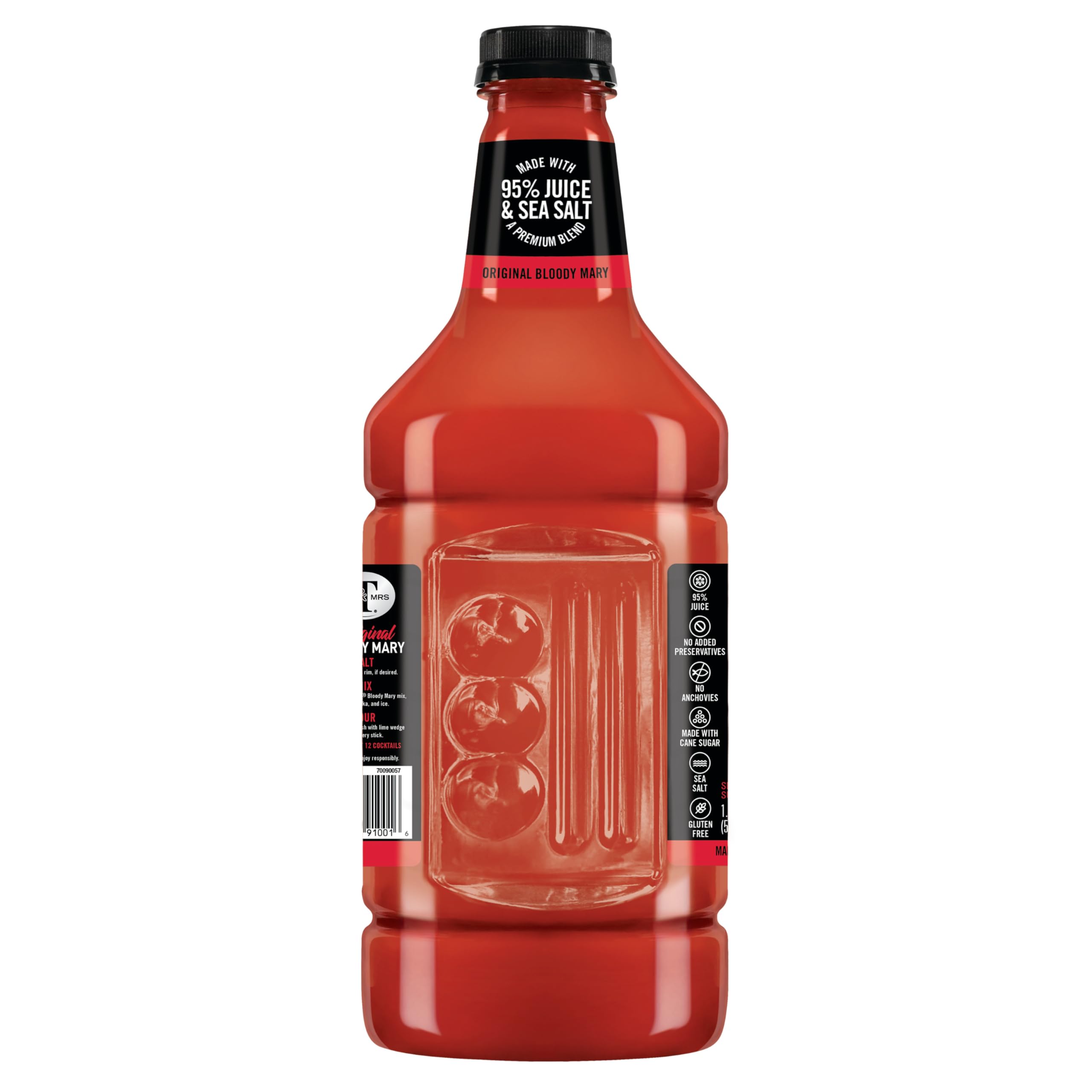 A Bloody Mary glass with garnish using Mr & Mrs T mixer for bar-quality flavor