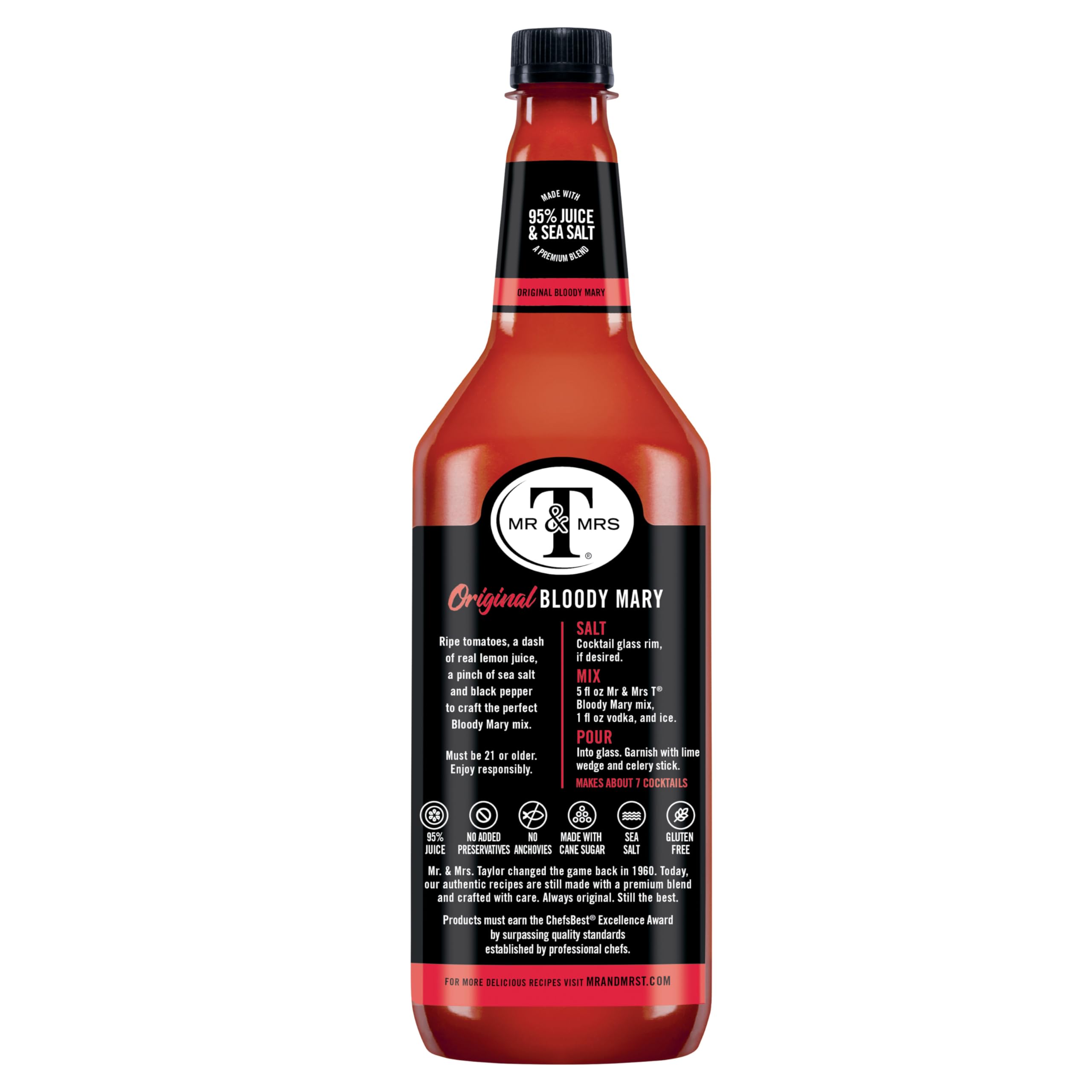 Mr & Mrs T Bloody Mary Mix closeup highlights made-from-scratch taste.