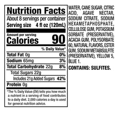 Closeup of Mr & Mrs T label showing cane sugar and agave for premium taste