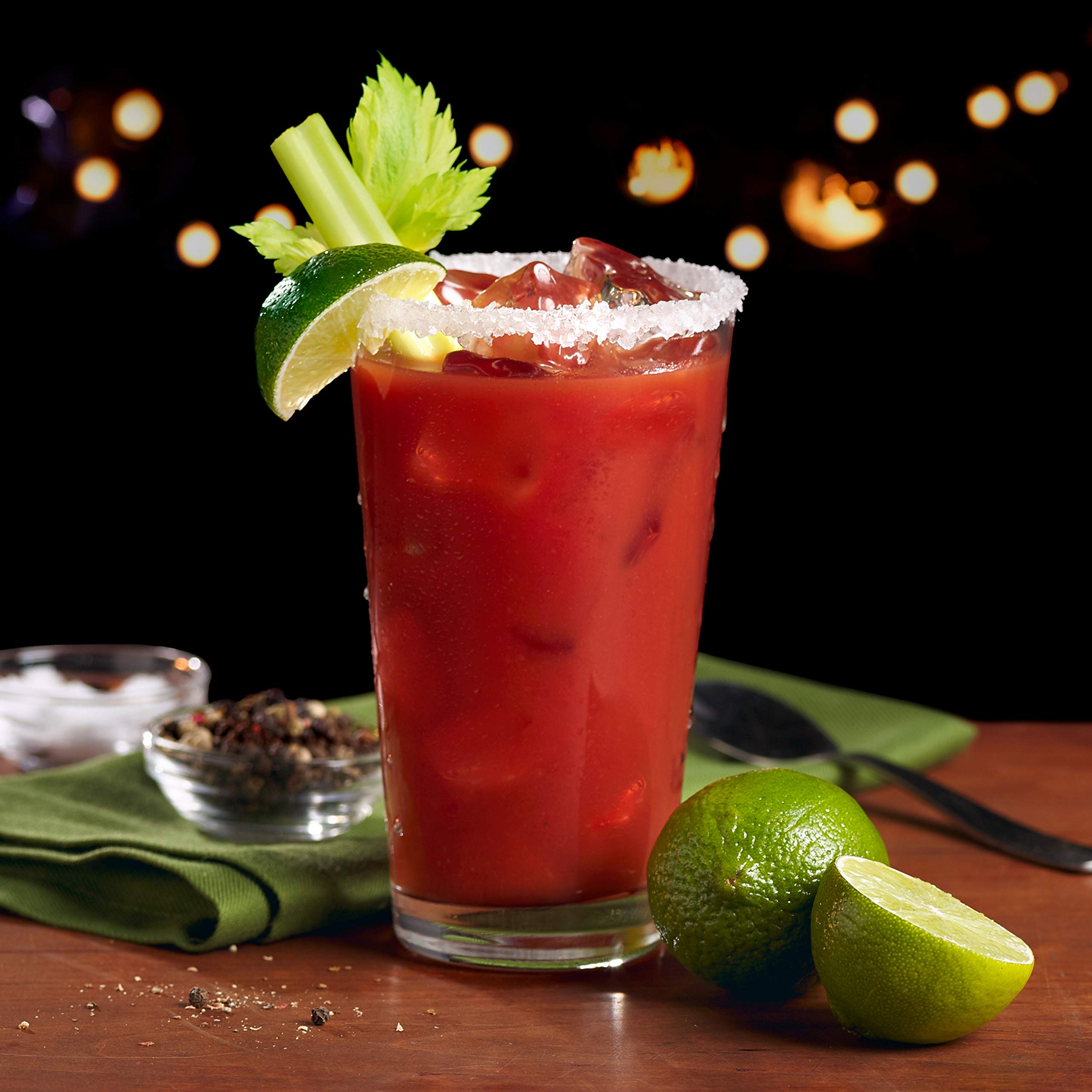 Close-up of Mr & Mrs T Original Bloody Mary bottle label highlights premium ingredients