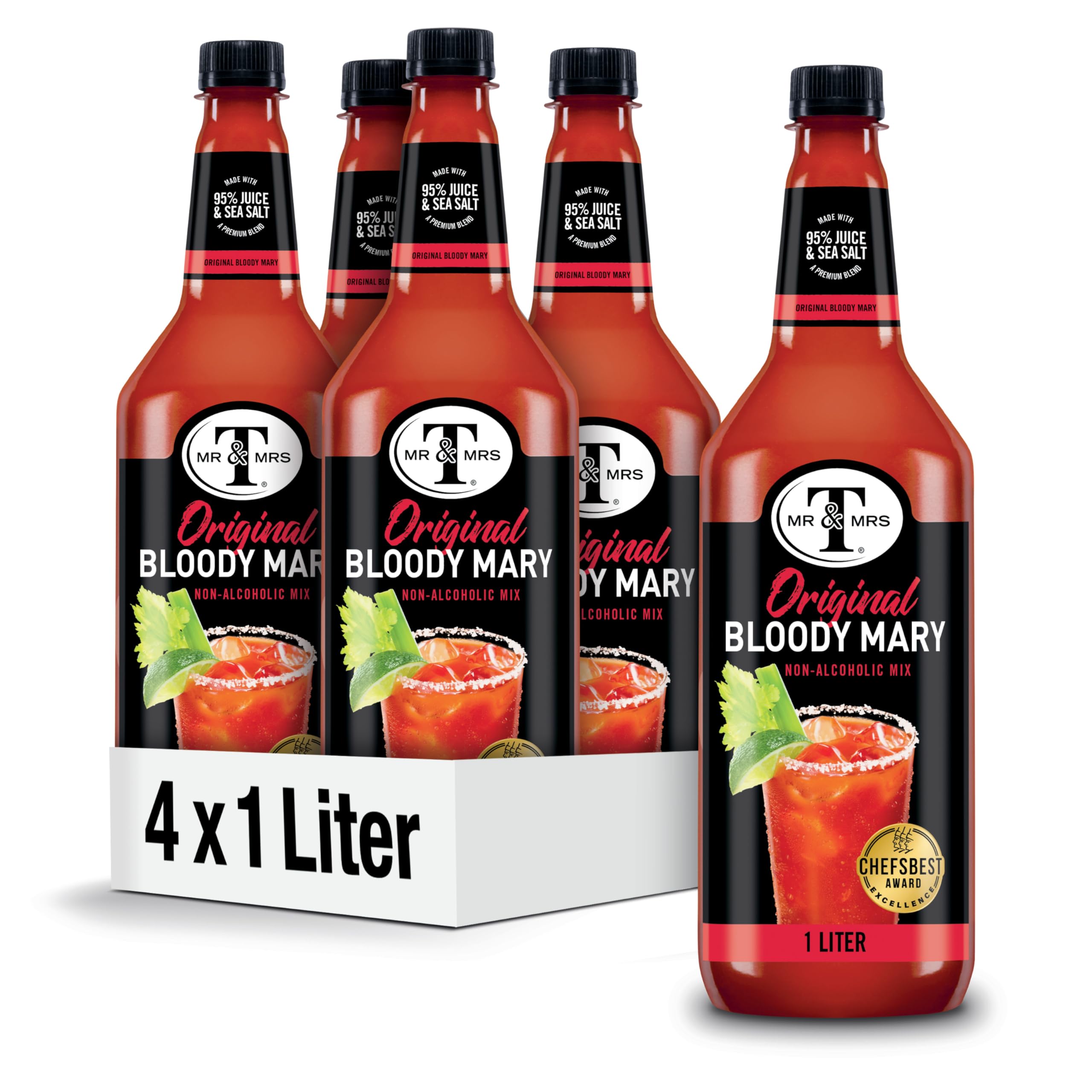 Mr & Mrs T Original Bloody Mary Mix bottle highlighting premium ingredients.