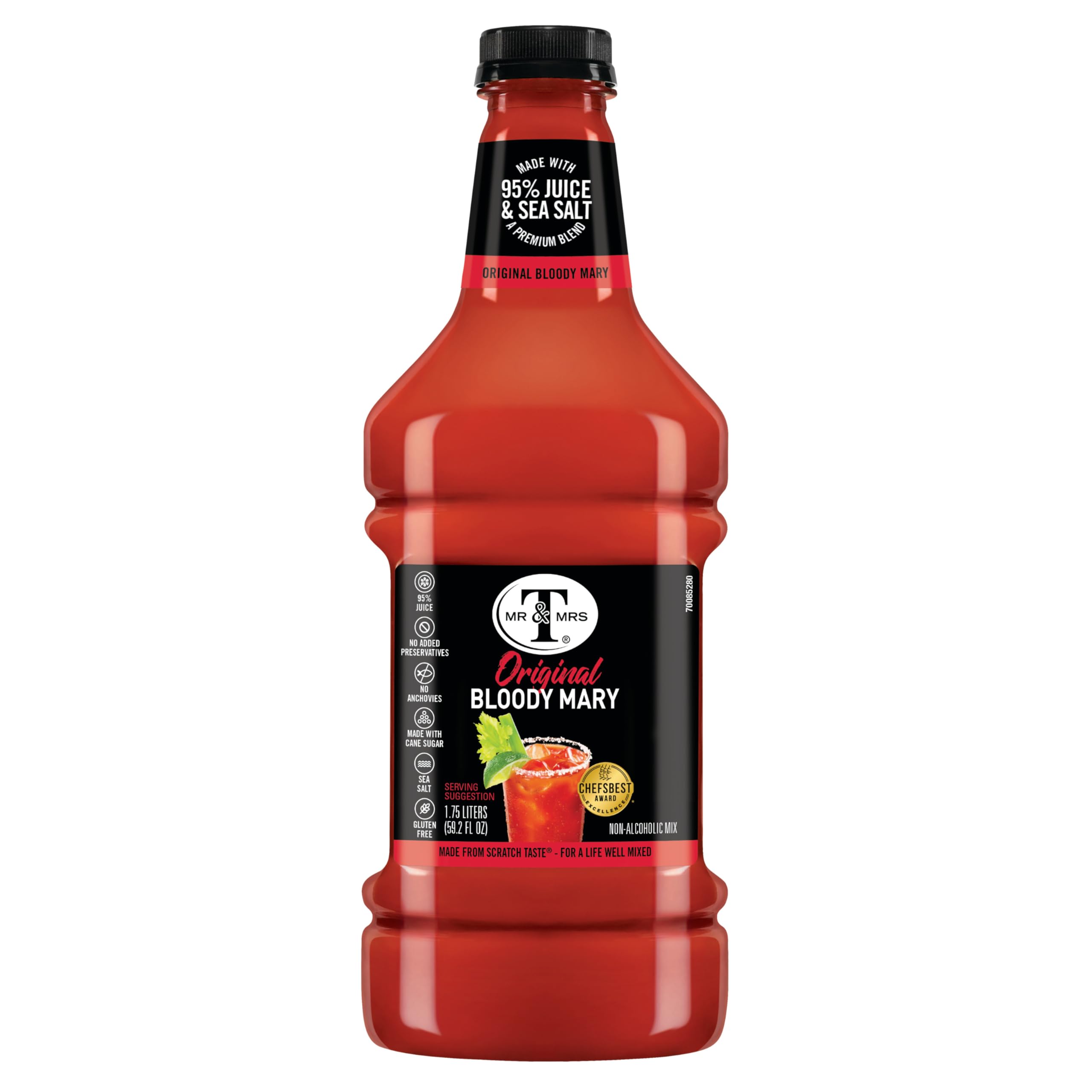 Pouring Mr & Mrs T Original Bloody Mary for quick cocktails at home