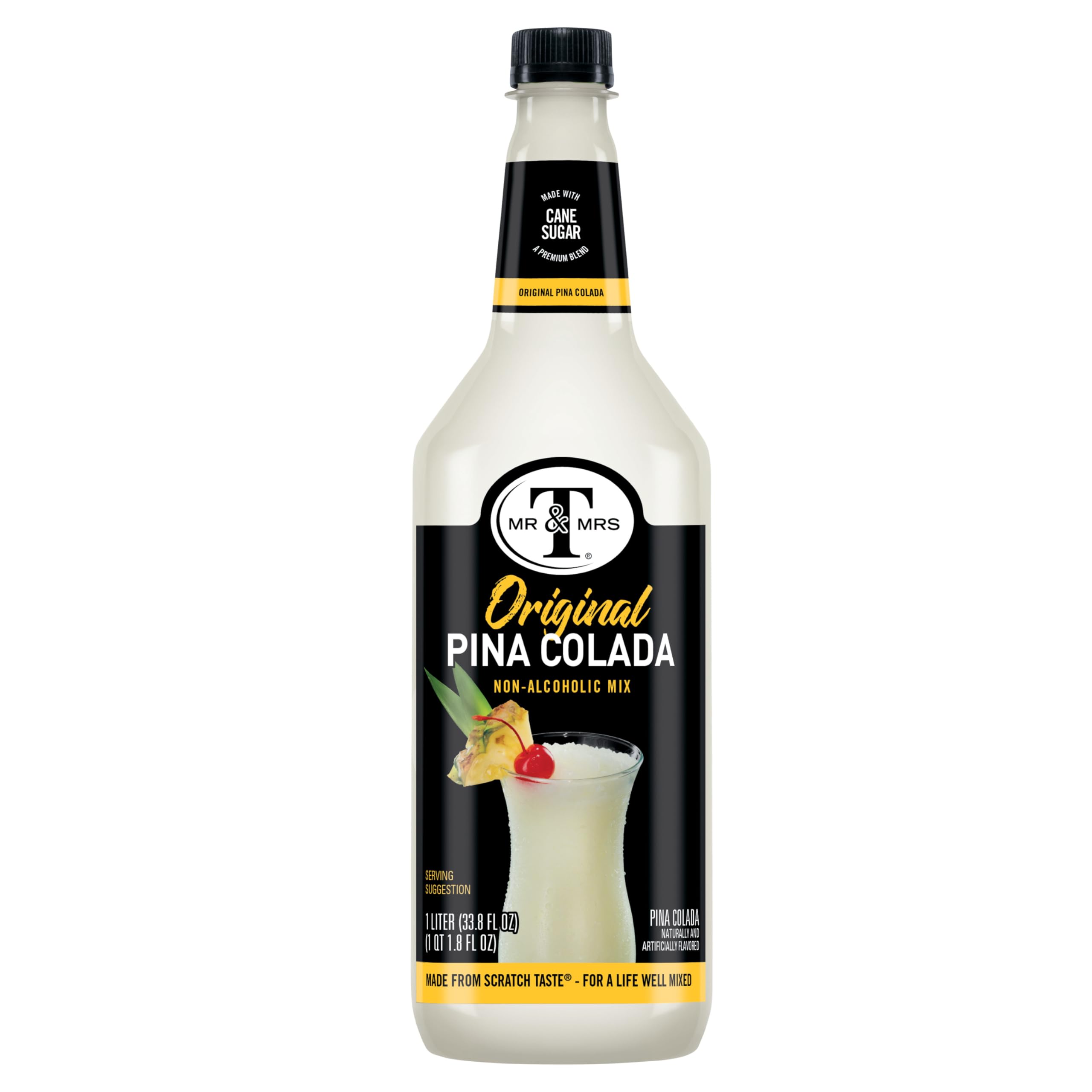 Mr & Mrs T Piña Colada Mix ingredients showcase premium components.