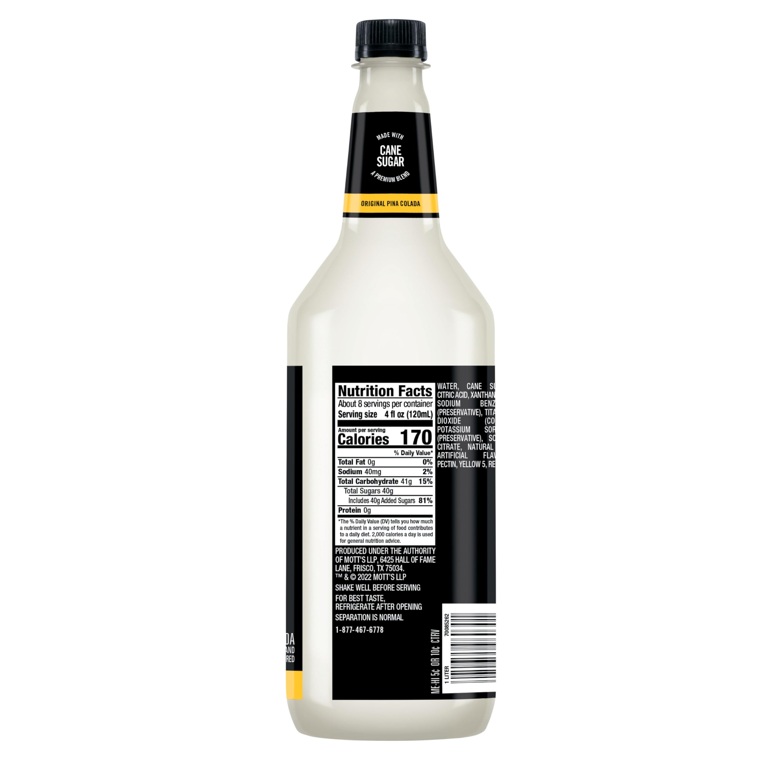 Mr & Mrs T Piña Colada Mix pouring into a glass for tropical flavor.