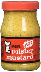 Mr. Mustard Hot bottle front view showing bold flavor for burgers