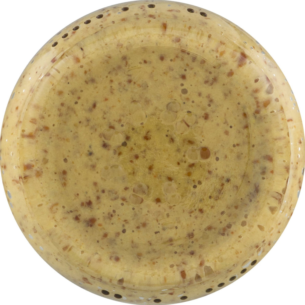 Label close-up showing ingredients and sealed cap for Mr. Mustard.