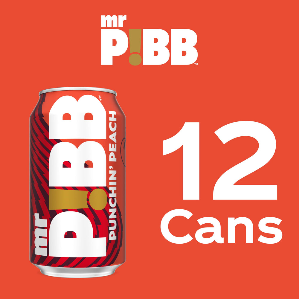 Mr Pibb Punchin' Peach fridge-pack display on shelf
