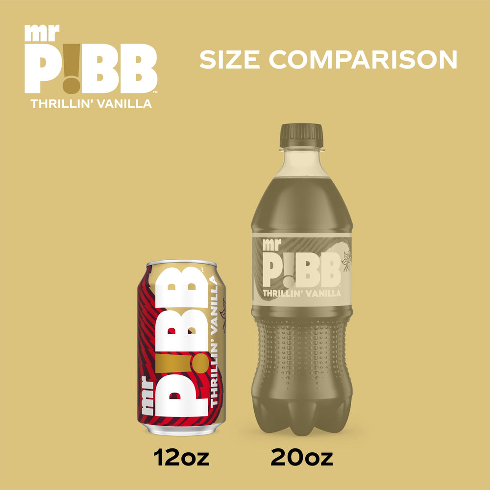 Mr Pibb Thrillin' Vanilla 12oz can label close-up emphasizing flavor identity