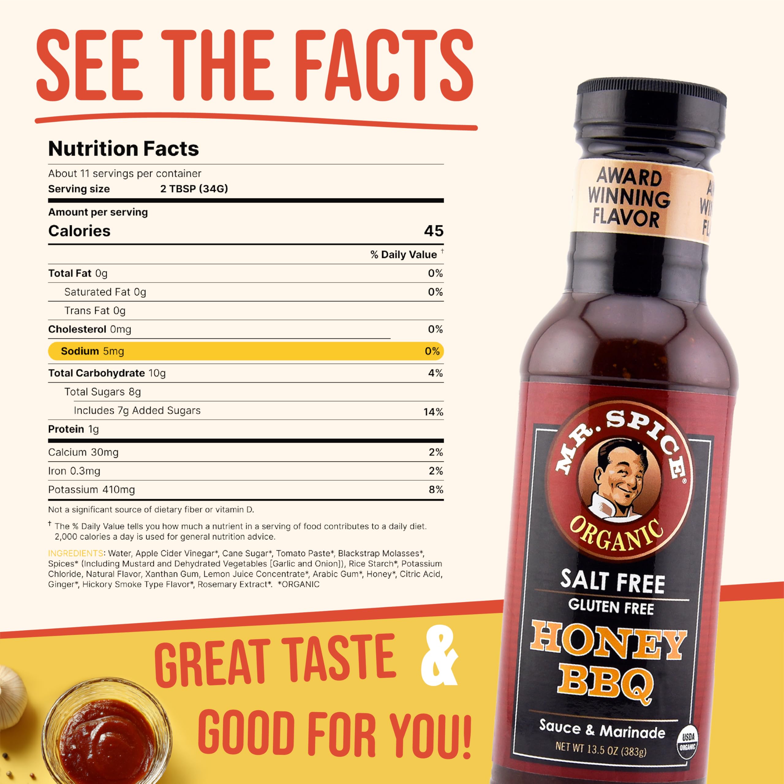 Mr. Spice Organic Honey BBQ Sauce glaze on ribs highlighting honey-smoked flavor