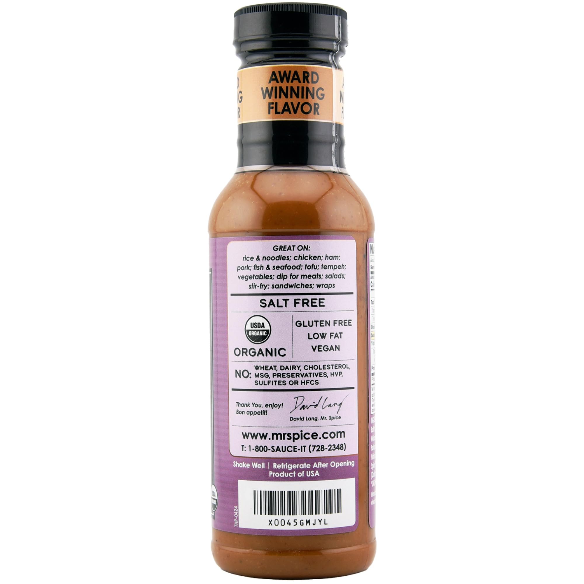 Mr. Spice Organic Thai Peanut Sauce in wok for quick stir-fry flavor.