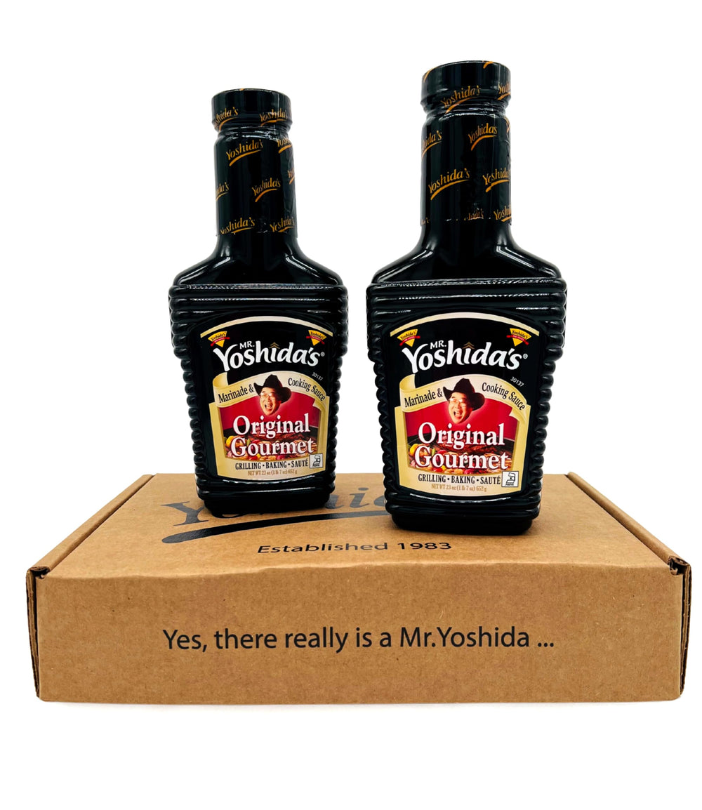 Mr. Yoshida's Marinade sizzling vegetables with glossy glaze