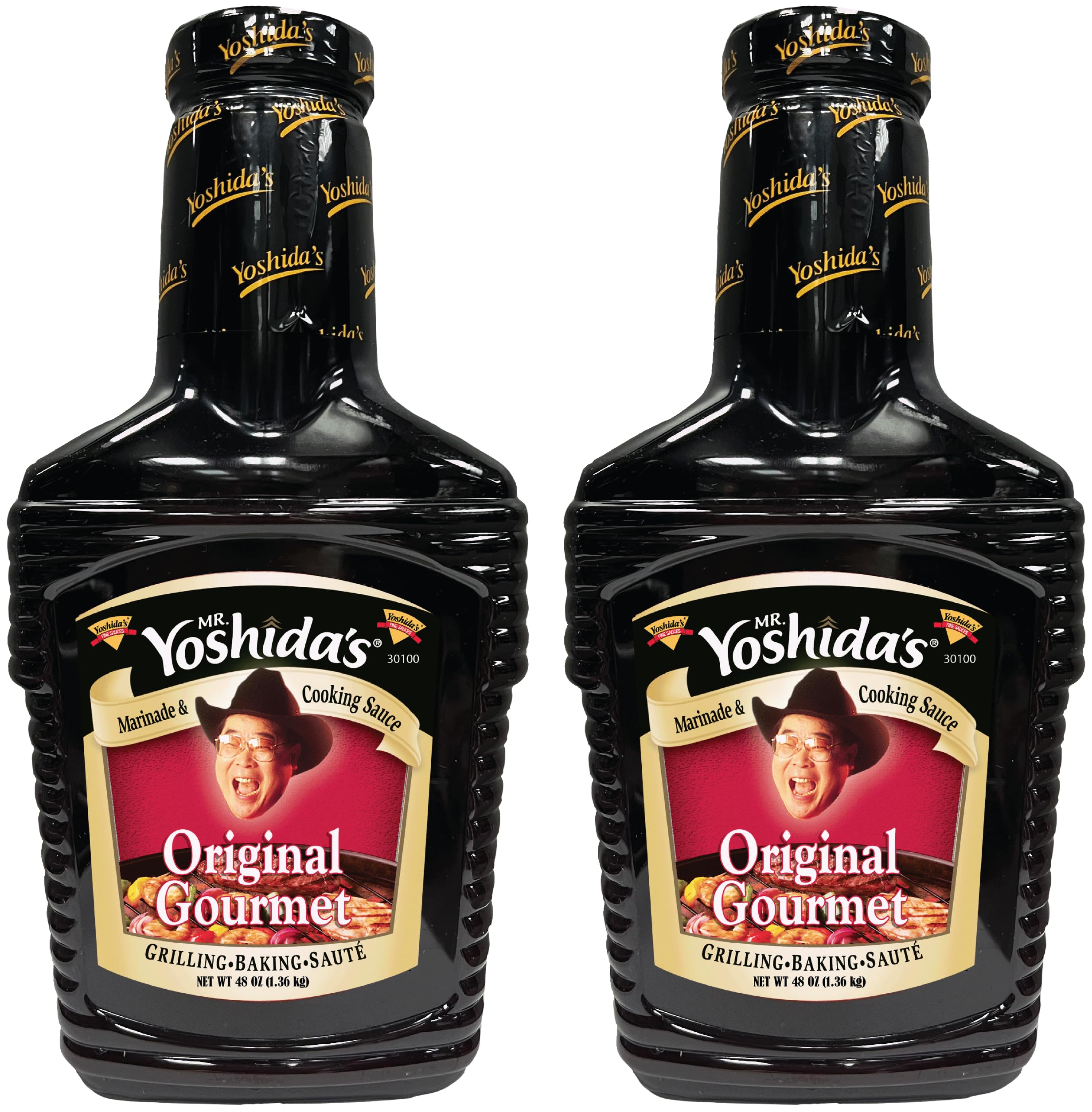 Mr. Yoshida's Original Japanese Barbecue Marinade bottle pour adds a glossy glaze to grilled chicken
