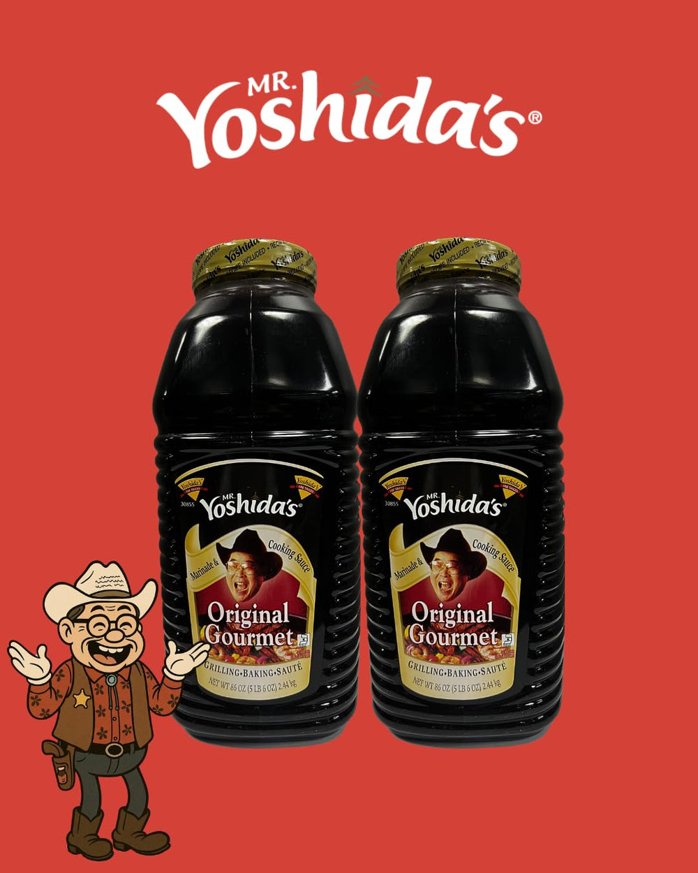 Mr. Yoshida's Two Bottles Packaging emphasizes bulk value for busy kitchens