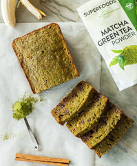 MRM Matcha Green Tea Powder smoothie bowl highlighting vibrant green color and healthy stamina boost.