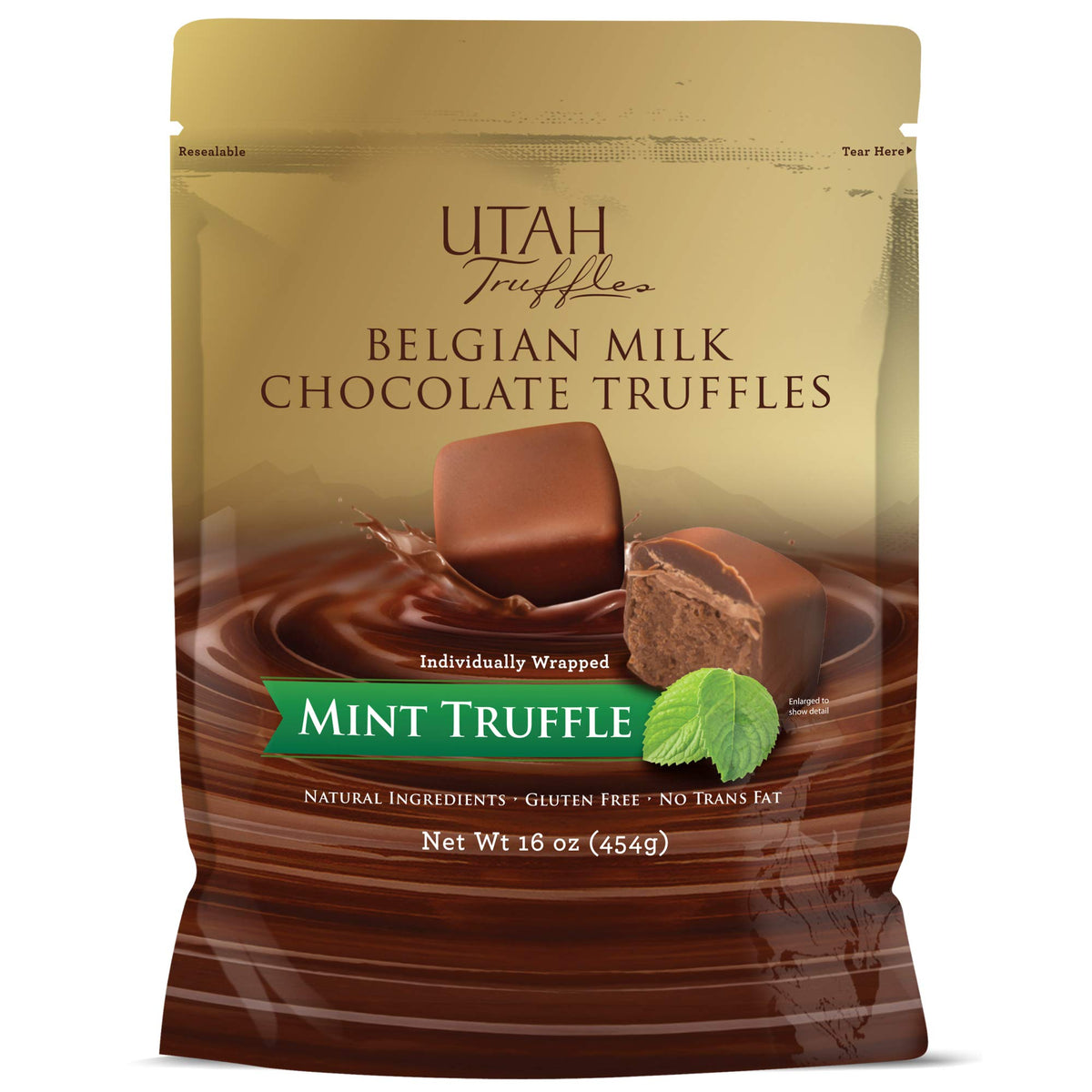 Mrs. Call's Utah Truffles packaging showcases premium Belgian chocolate for gifting.