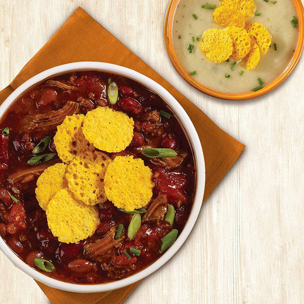 Mrs. Cubbison's cheddar crisps packaging highlights gluten-free baked cheese.