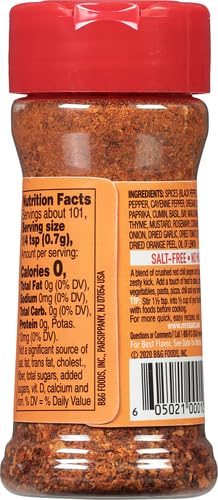 Mrs. Dash Extra Spicy pizza topping delivers zesty, salt-free tang to slices.