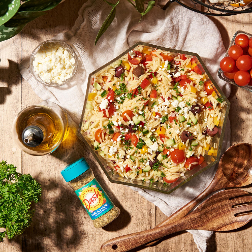 Mrs. Dash Garlic and Herb pairs well with pasta for quick, flavorful meals.
