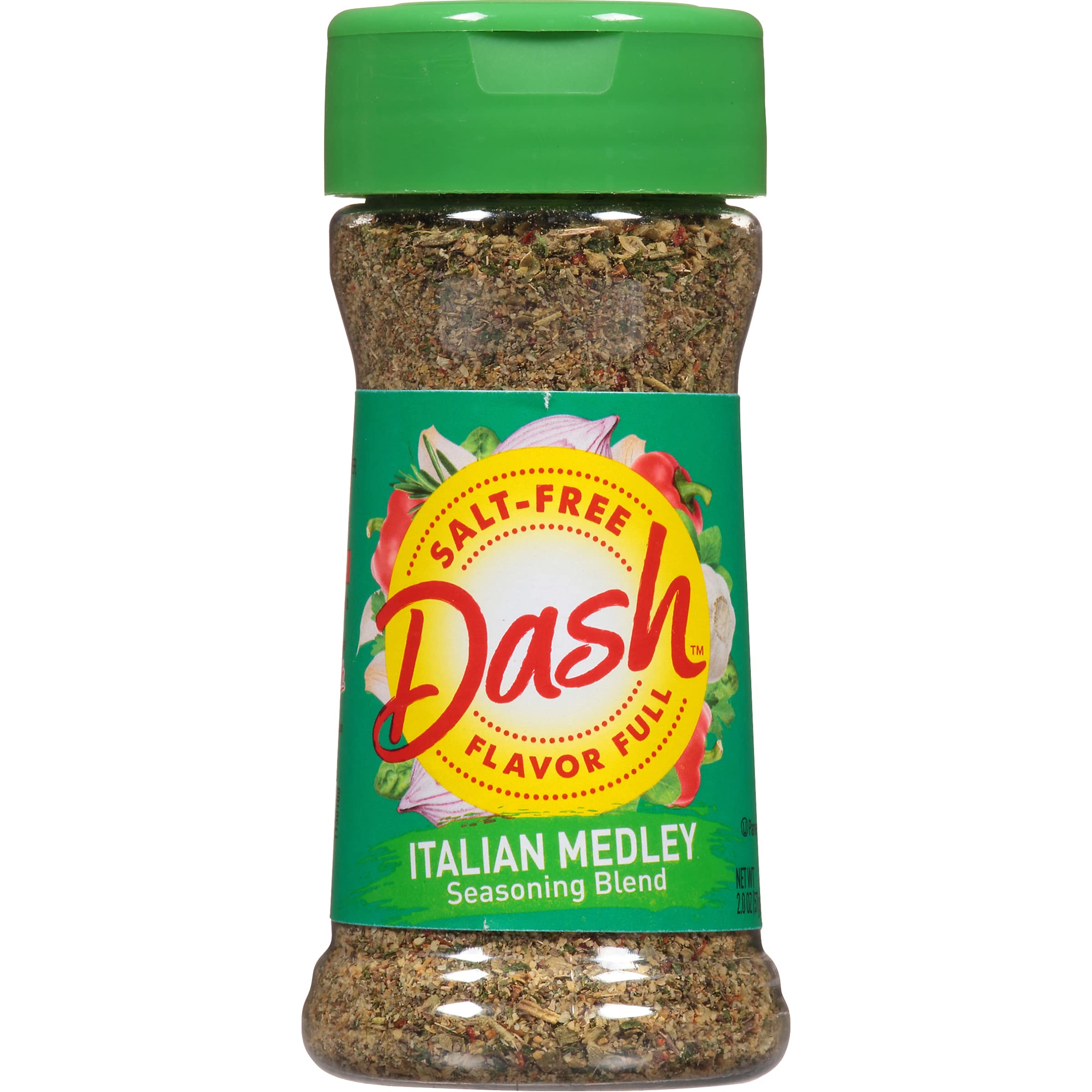Mrs. Dash Italian Medley bottle pour shows salt-free Italian flavor.