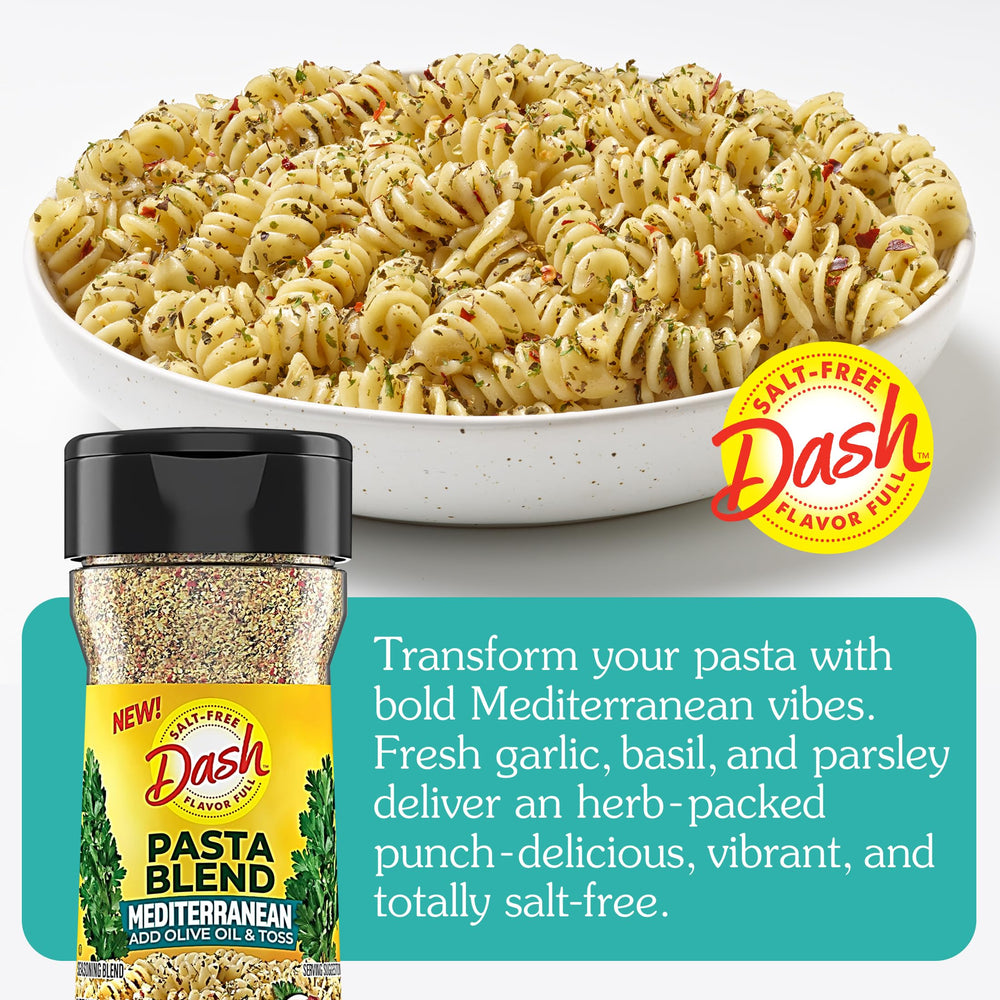 Mrs. Dash Mediterranean pasta dish after a quick olive oil toss.