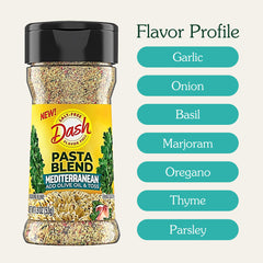 Mrs. Dash Mediterranean herb blend close-up showing fresh garlic and basil aroma.