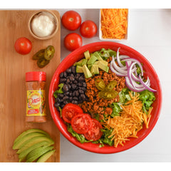 Ground beef taco filling seasoned with Mrs. Dash salt-free mix