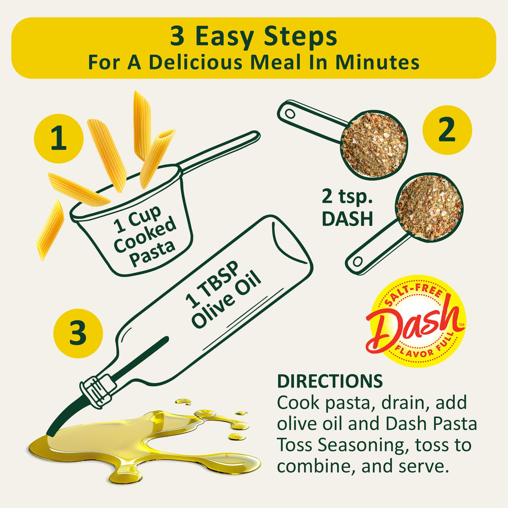 Pasta tossed with olive oil and Mrs. Dash Spicy Italian seasoning