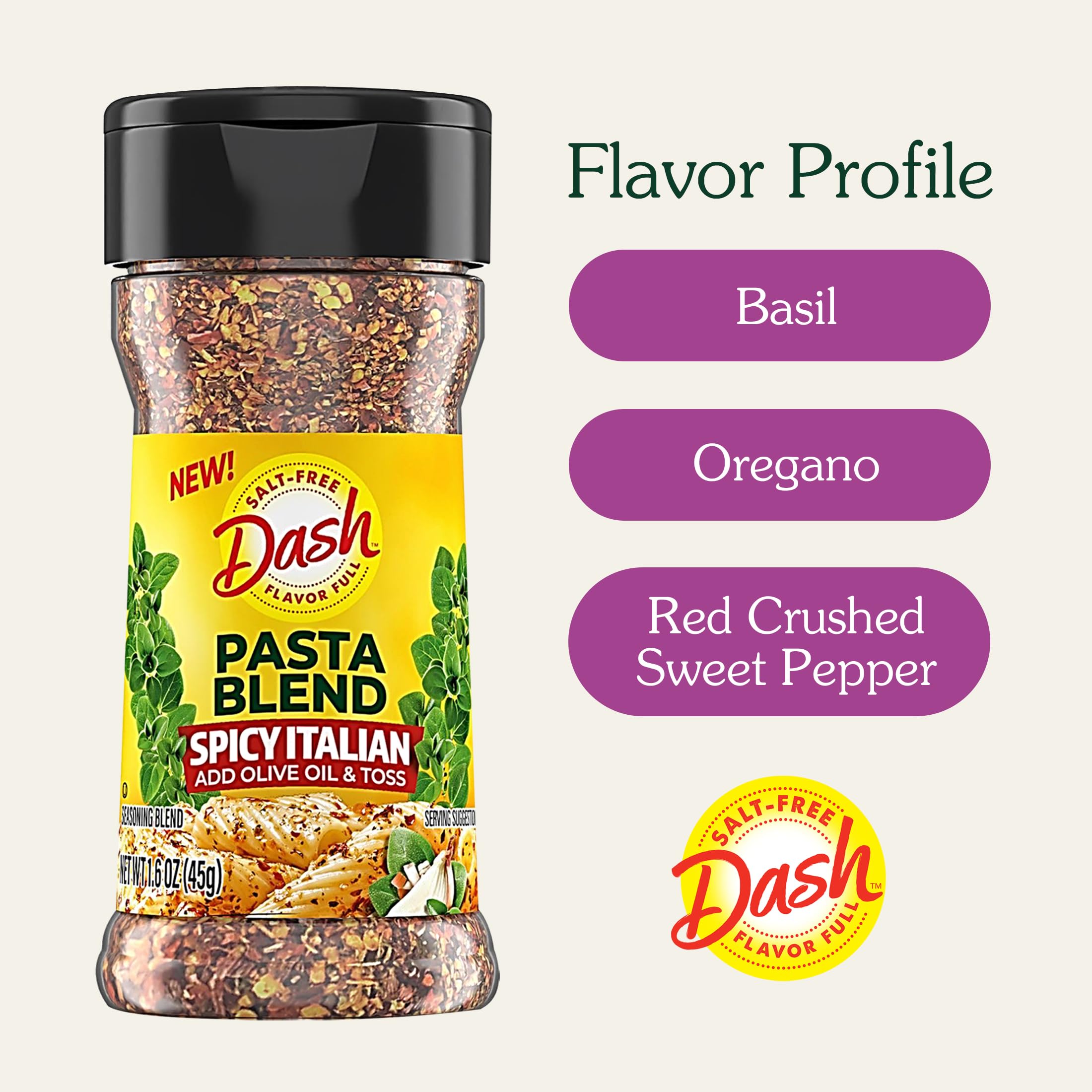 Pasta dish finished with Mrs. Dash Spicy Italian seasoning
