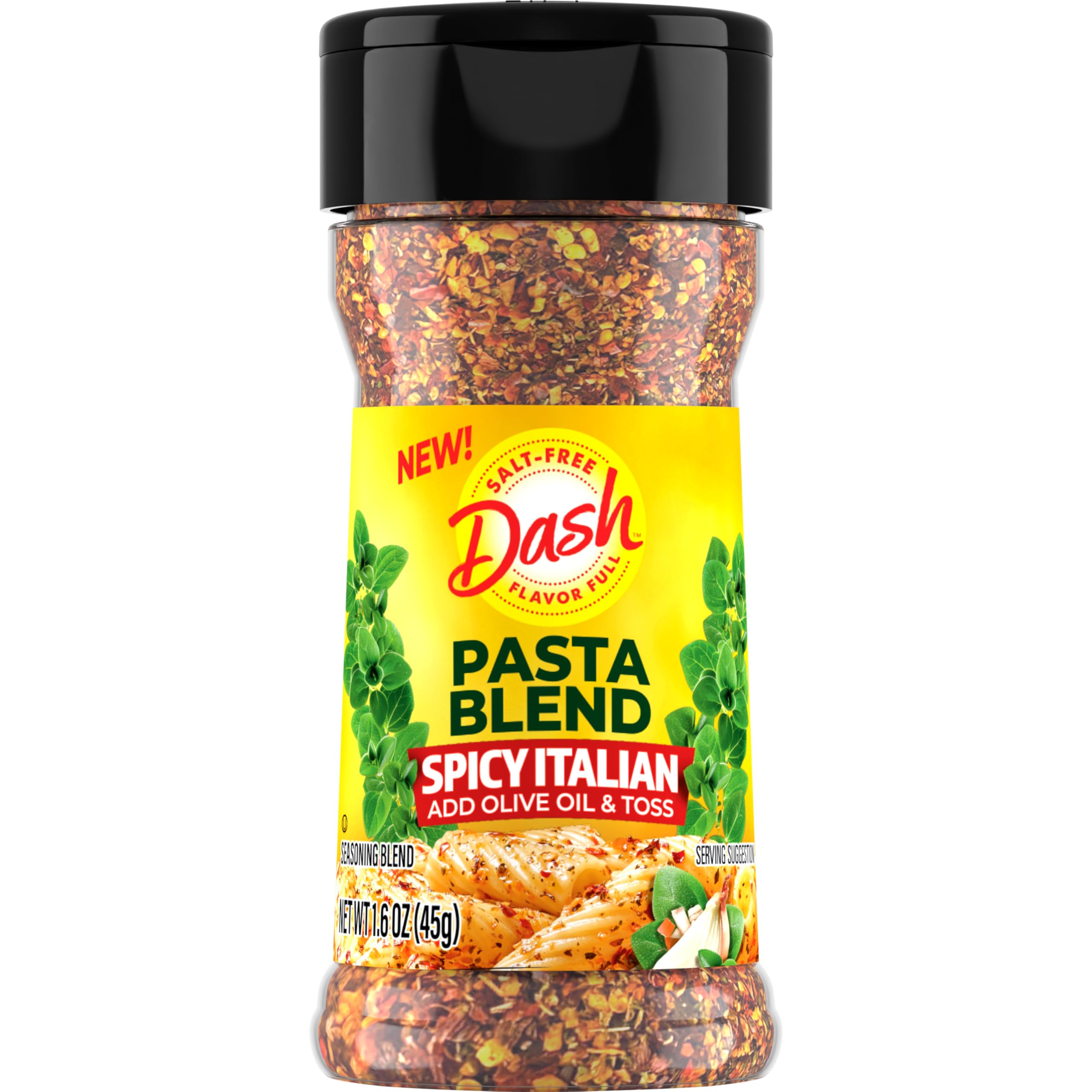 Mrs. Dash Spicy Italian pasta seasoning bottle adds bold salt-free heat