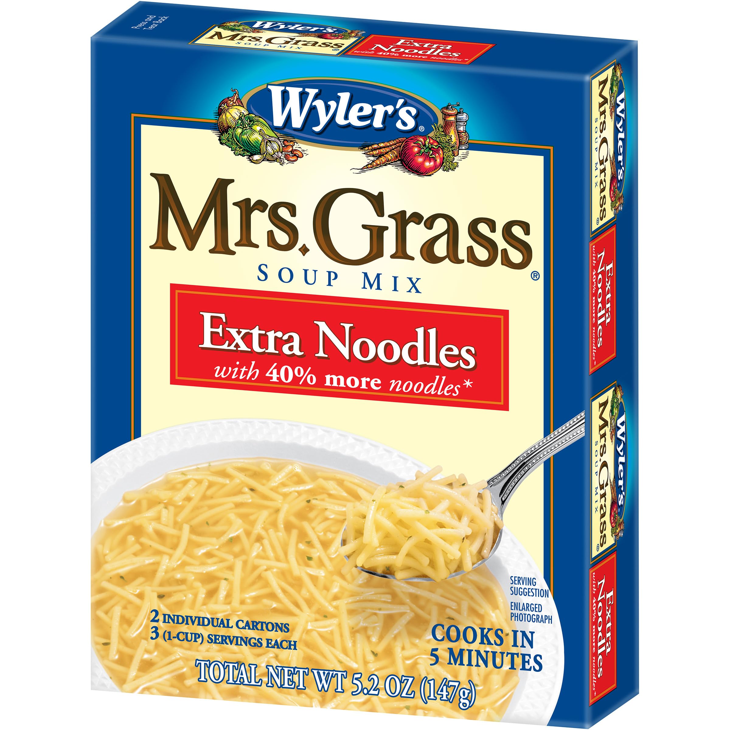 Package back label describes boiling water and stirring noodles.