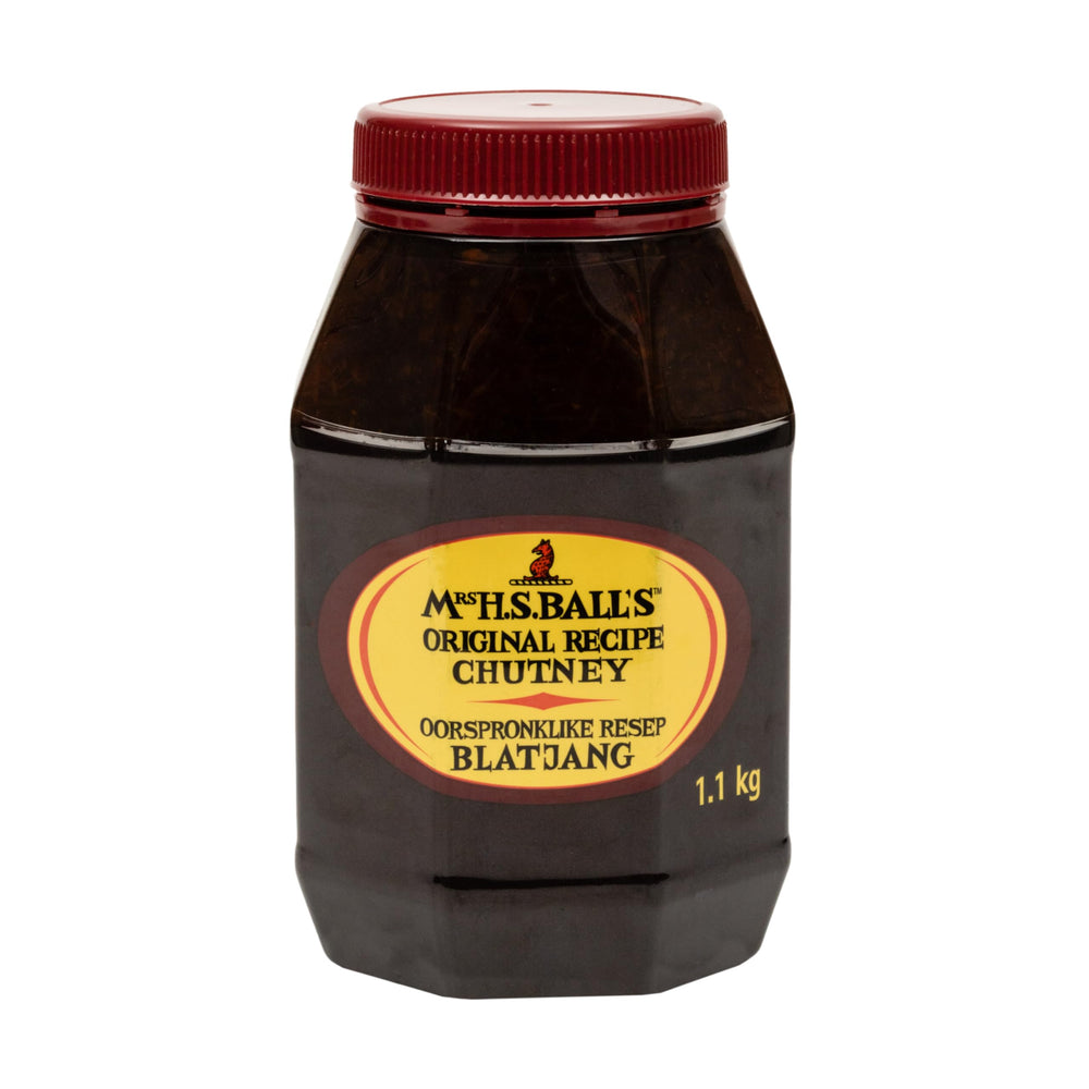 MRS H.S.BALL'S Original Chutney jar is a 1.1kg versatile pantry staple.