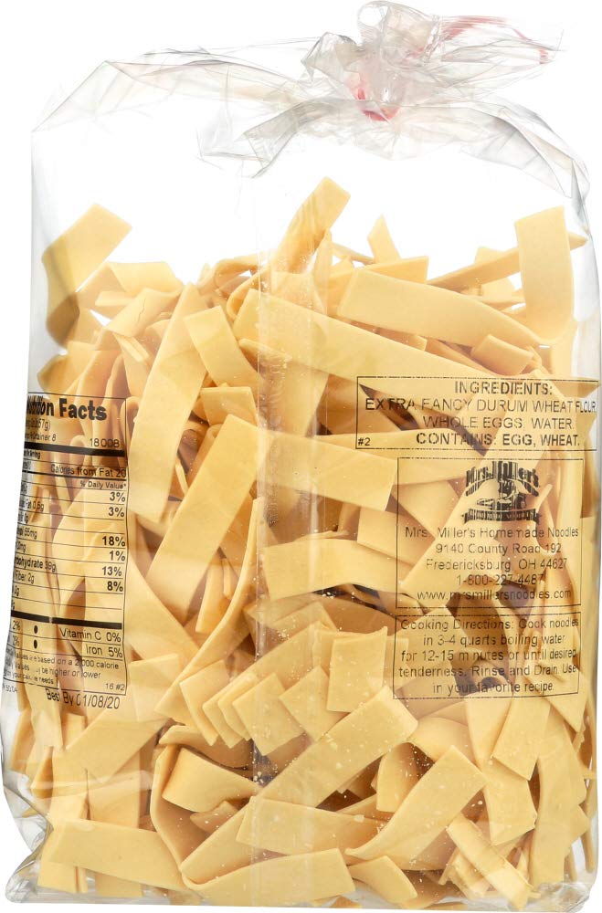 Mrs. Miller's Ohio Amish Country noodles image highlights natural handmade quality.